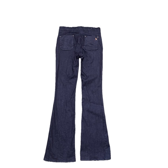 ANTHROPOLOGIE MiH Marrakesh Mid Rise Dark Blue Wash Kick Flare Jeans 28  Boho - Picture 3 of 13